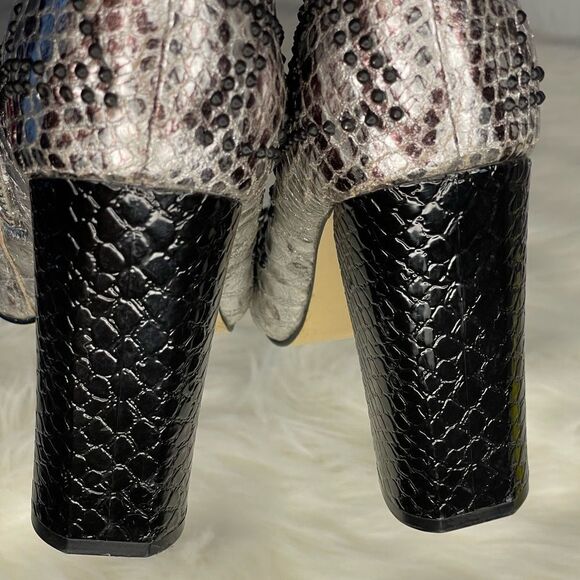 Calvin Klein Jamine Foiled Python Snake Print Studded Ankle Bootie - Picture 8 of 13